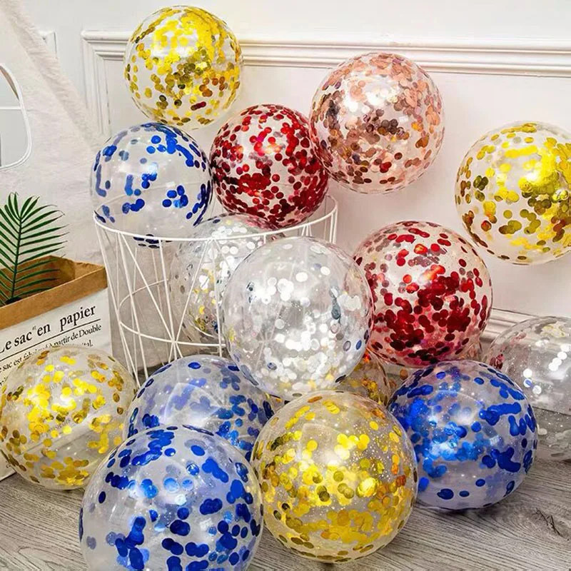 10шт 12-дюймовых латексных гелиевых разноцветных прозрачных воздушных шаров с серебряными блестками, украшения для Дня рождения, свадьбы, фестиваля, вечеринки
