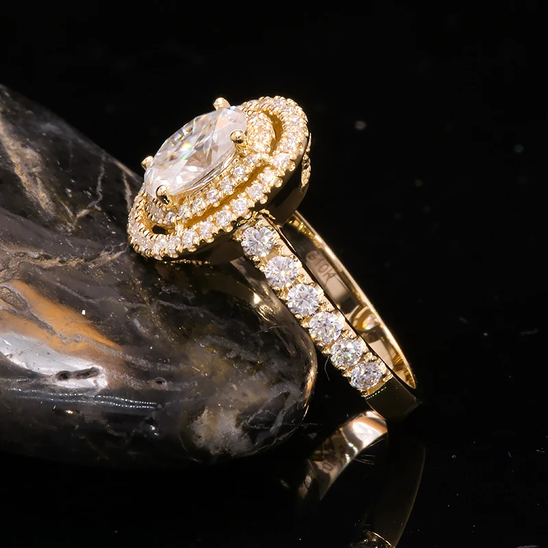 14k Желтое золото D Цвет 1.0CT Овальной огранки с бриллиантом, выращенным в лаборатории, Обручальное кольцо CVD HPHT Ювелирные изделия для женщин