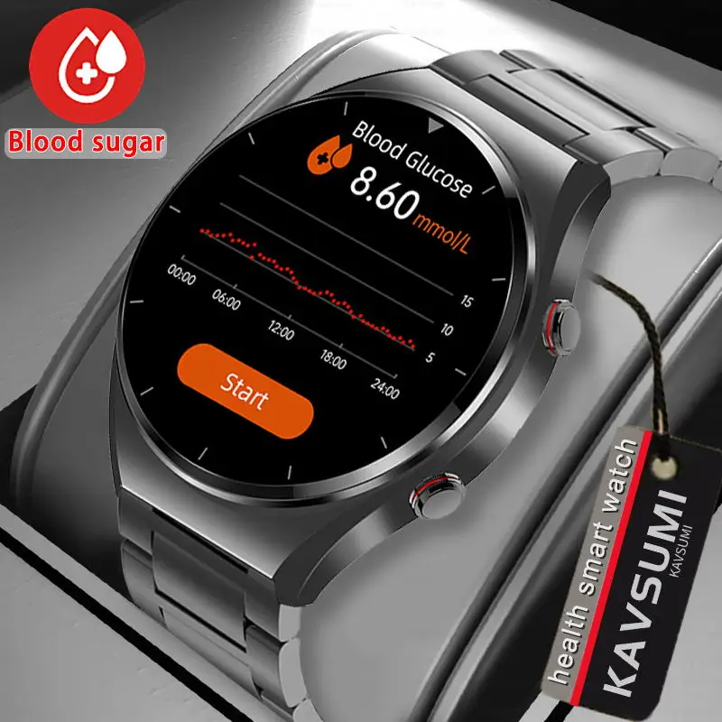 2023 Новые Умные часы для измерения уровня сахара в крови 1,3 дюйма 360*360 HD Сенсорный Большой экран ЭКГ Смарт-часы Для Мониторинга неинвазивного уровня сахара в крови + коробка