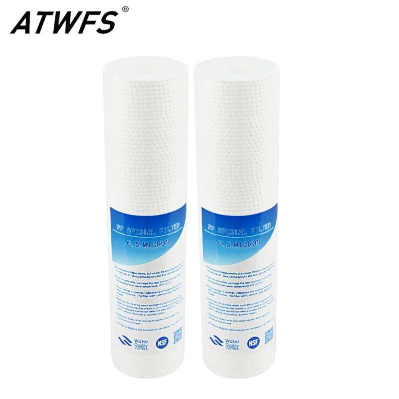 ATWFS 2шт 10-Дюймовый Полипропиленовый Хлопковый Акупунктурный Фильтр для Осадка 0,5 Микрона, Очиститель Воды, Общий Передний Фильтрующий Картридж Для Аквариума