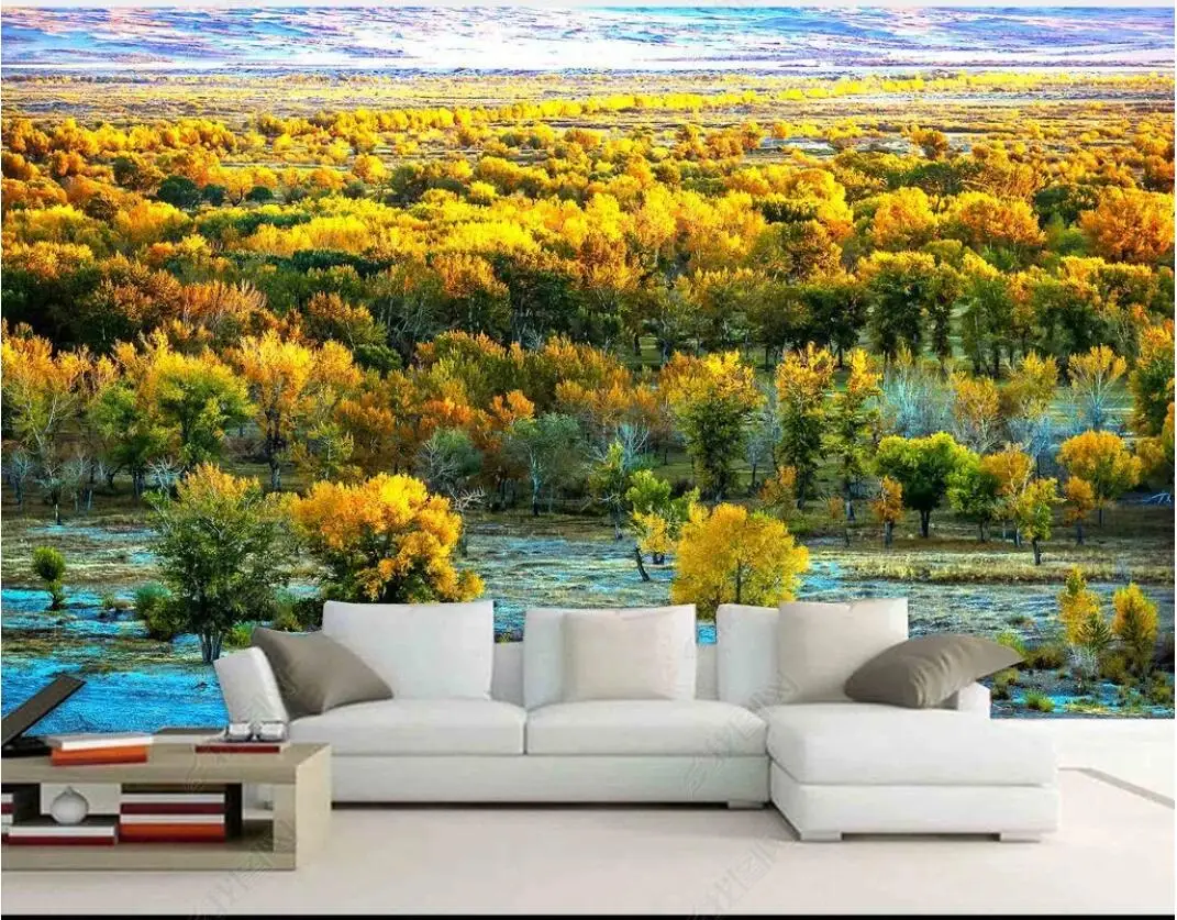 фотообои на заказ 3d фреска Современный осенний лесной пейзаж фон для гостиной домашний декор обои для стен 3d